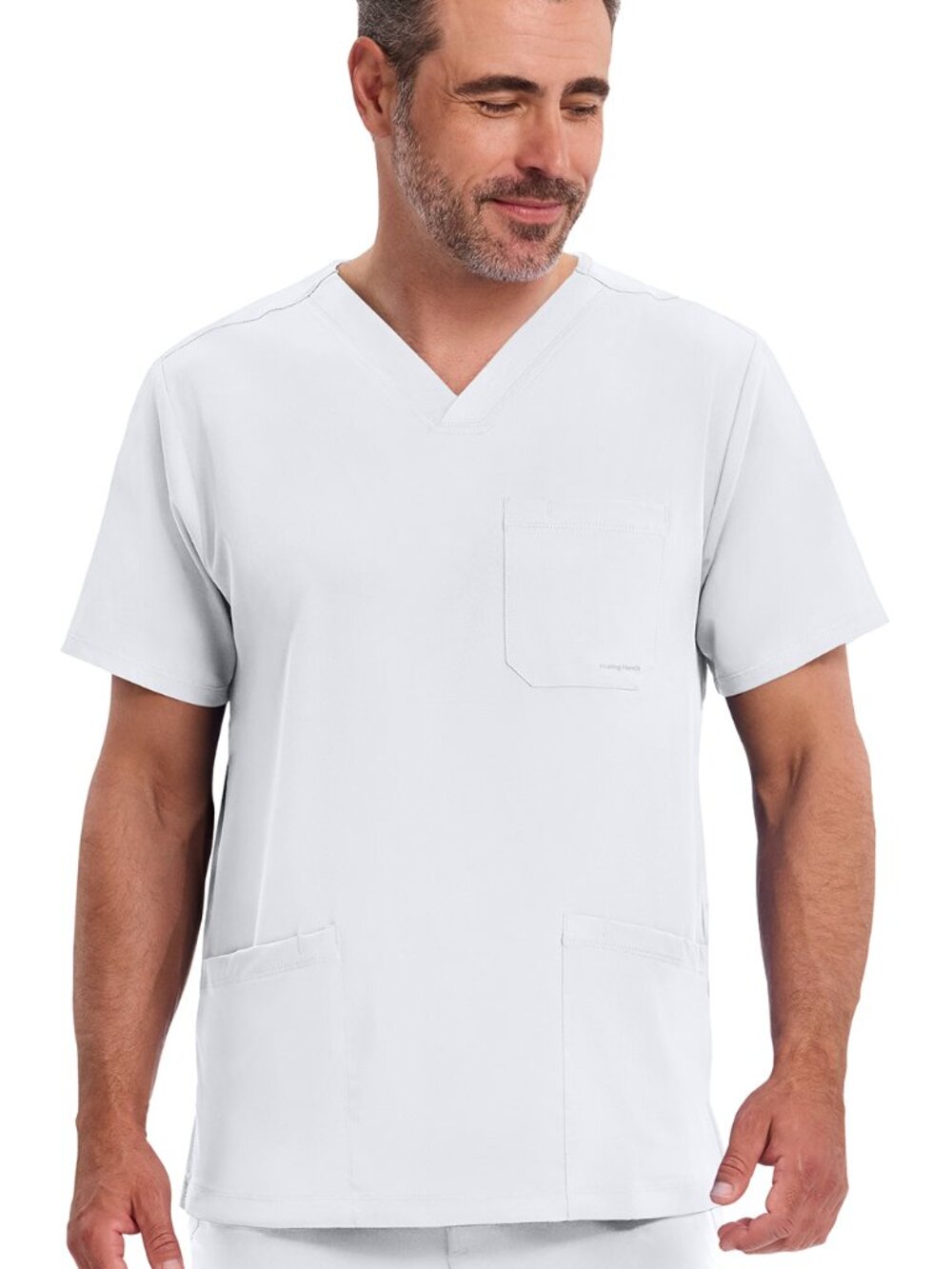 Healing Hands Blue Label James Scrub Top 2223 Men's White V Neck NWT